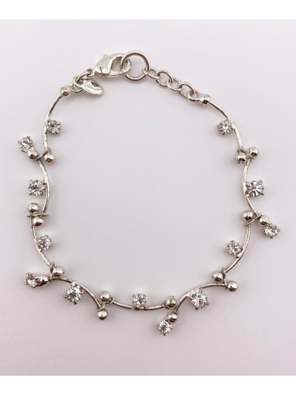VTG Monet Silver Tone Rhinestone Bracelet